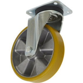 200mm Swivel Plate Castor Wheel - 50mm Tread Non-Marking Aluminium & PU Plastic