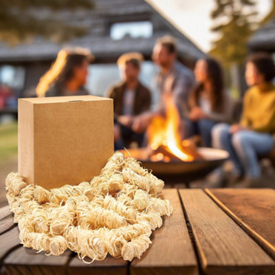 200pc Eco Friendly Wood Wool Firelighters Natural Flame Fire Starters Odourless - 200 Pack Fire Lighters - 3
