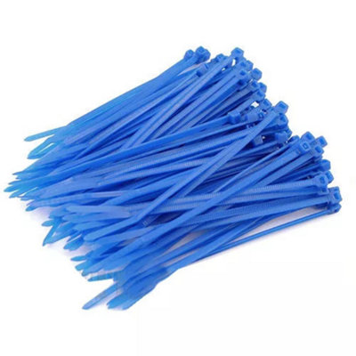 200pc Nylon Plastic Cable Ties Long Wide Long Zip Wrap Organiser Tidy Wires Blue
