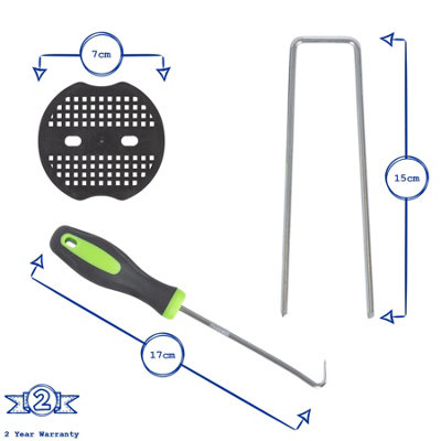 200pc Weed Membrane Fixing Set with Removal Tool - 15cm