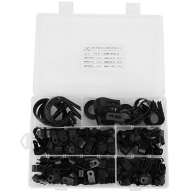 200pcs Assorted Black Nylon Plastic P Clips and Clamps for Cable ...