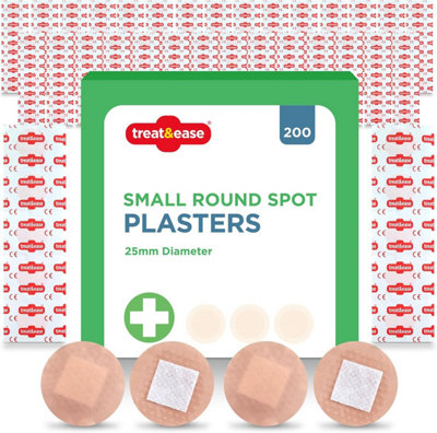 200pk Small Round Spot Plasters 2.5cm Hypoallergenic Fabric Waterproof ...
