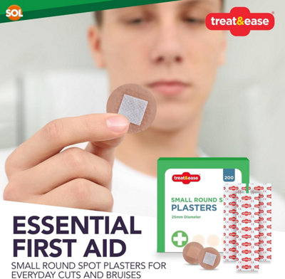200pk Small Round Spot Plasters 2.5cm Hypoallergenic Fabric Waterproof ...