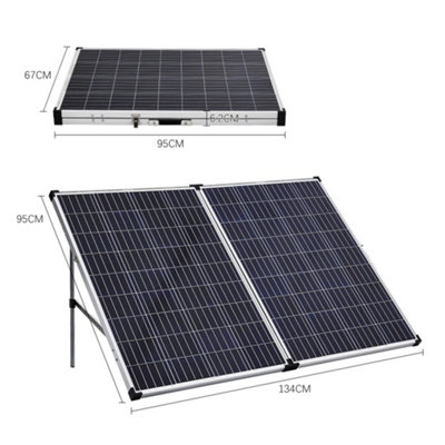 200W 12V Black Portable Folding Generate Power Solar Panel Kit with Adjustable Stand
