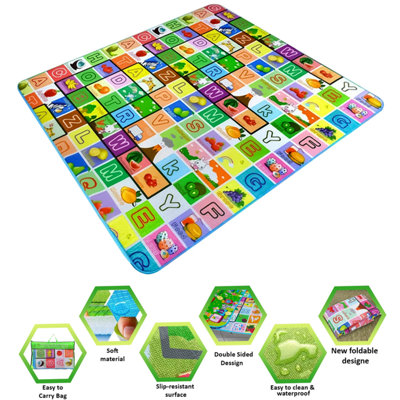 200x180cm Reversible Play Mat Soft Foam Educational Game Design Double ...