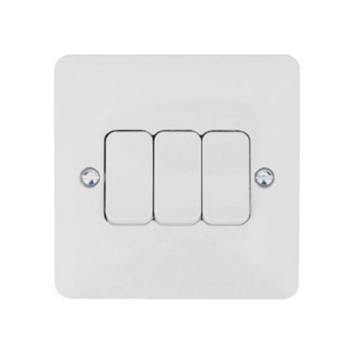 Thrion Slimline White 3G 2Way 10Ax Switch, 10