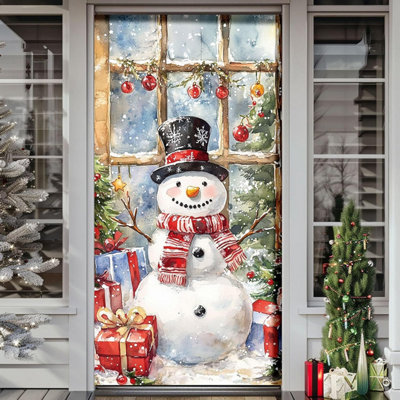 2025 Christmas Front Door Decoration,Christmas Elastic Fabric Door ...