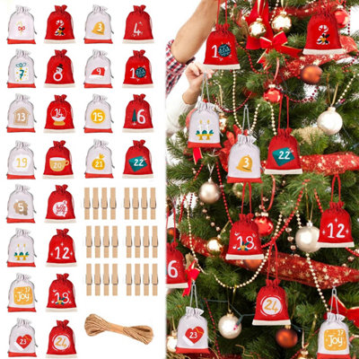 2026 Advent Calendar Gift Bags, 24Pack DIY Fabric Drawstring Advent Bag ...