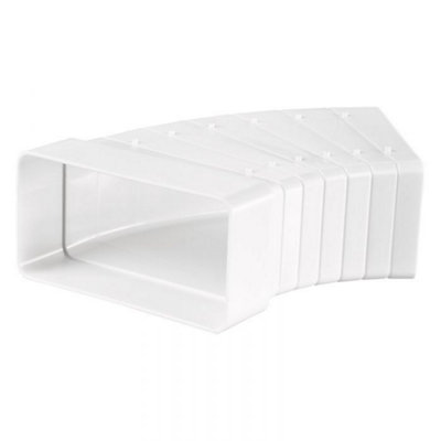 204mm x 60mm Flat Plastic Rectangular Ducting Horizontal Adjustable 45 Degree Bend