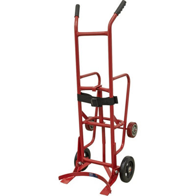 205L Drum Stillage Trolley - Spring Loaded Mechanism - Bracing Strap - Wheeled - 4