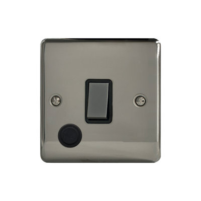 20A DP Switch c/w Flex Outlet Black Nickel, Black Insert, 10