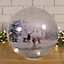 20cm Battery Operated Twinkling Warm White LED Crackle Effect Ball Christmas Decoration with Reindeer
