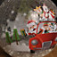 20cm Battery Operated Twinkling Warm White LED Crackle Effect Ball Decoration with Santa and Friends in Car