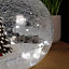20cm Battery Operated Warm White LED Crackle Effect Ball Christmas Decoration with Reindeer and Sleigh