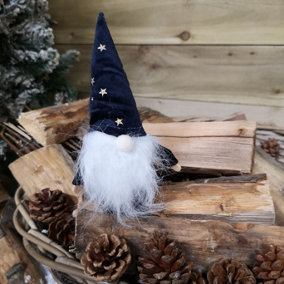 20cm Bearded Christmas Navy Gonk Decoration with Starred Hat