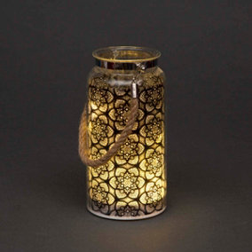 20cm Christmas Decorated Jar Table Flowers Design Black Lantern
