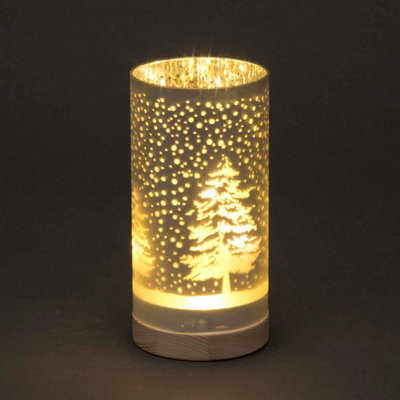 20cm Christmas Decorated Vase Table Forest Snowfall Scene Silver Price Comparisons | Compare The Build