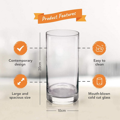 20cm Cylinder Glass Vase for Flowers and Home Boquete Floral Arrangements - Clear Glass Circular Vase