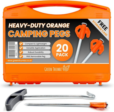 KINEDOO 4 Pcs Heavy Duty Metal Tent Stakes - Unbreakable Steel Camping Ground Pegs