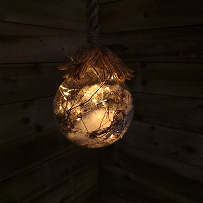 20cm LED Battery Operated Hanging Glass Ball Christmas Decoration in Warm White Price Comparisons | Compare The Build