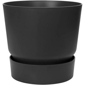20cm Living Round Decor Recycled Material Indoor Garden Balcony Window Container Holder Plant Flower Organizer Pot, Black