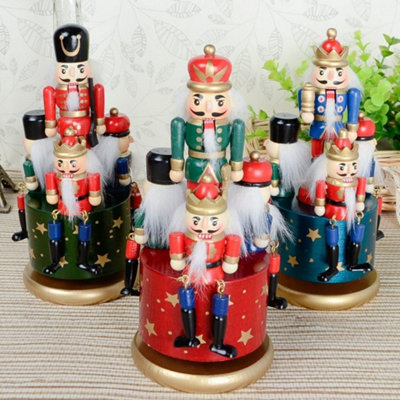 20cm Musical Box Wooden Nutcrackers Soldiers Christmas Ornament Any One