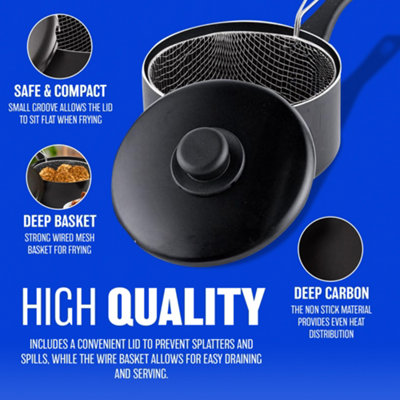 20Cm Non Stick Chip Pan With Strainer Basket - Non Stick With Handles ...