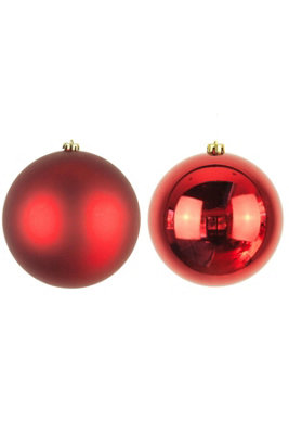 20cm Red Bauble Set Shiny/Matte (12 pc)