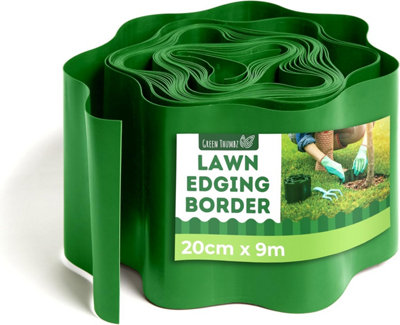 20cm x 9m Flexible PVC Lawn Edging - Weatherproof Garden Borders for Landscaping, Flower Beds, Paths