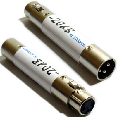 20db XLR In Line Balanced Attenuator Adapter Volume Noise Reduction Audio Amp