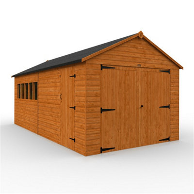 20ft x 10ft (5950mm x 2950mm) Horsforth Shiplap XL Garage With 5 Windows (12mm Tongue and Groove Floor and Roof)