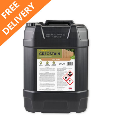 20L Creostain Fence Stain & Shed Paint (Light Brown) - Creosote/Creocoat Substitute - Oil Based Wood Treatment (Free Delivery)