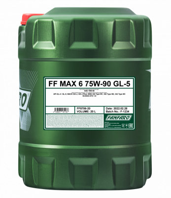 20L FANFARO MAX 6 75W-90 Synthetic Gear Transmission Oil MAN 342 M3 GL-5