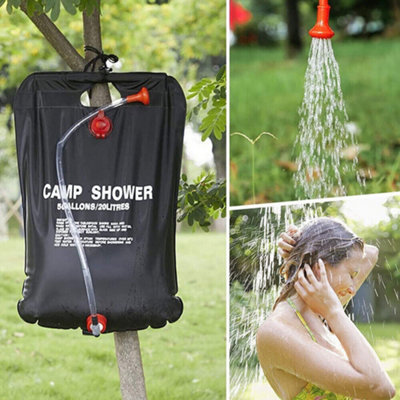 20L Portable Solar Shower Bag Camping Water Bag Sun Compact Heated ...
