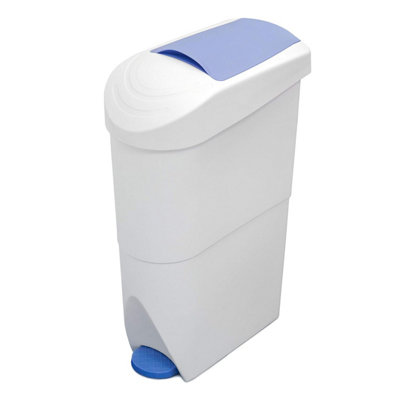 20L Slimline Pedal Operated Sanitary and Nappy Bin - Blue/White
