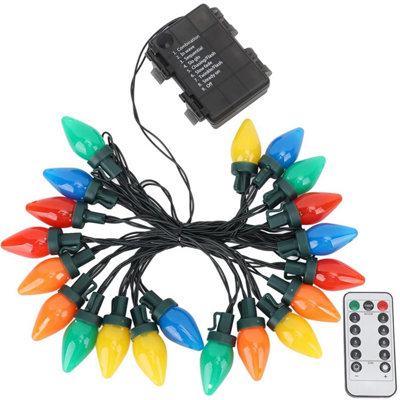 20LED C7 Multicolor Christmas Lights Battery Operated with 8 Mode ...