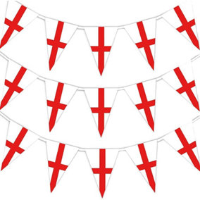 20m/66ft St Georges England Bunting Banner 40 Triangle Flags St Georges