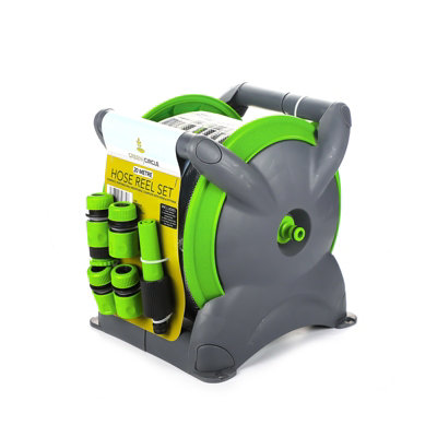 20M Portable Garden Hose Reel Set with Spray Nozzle & Connectors ...