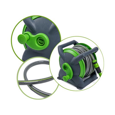 20M Portable Garden Hose Reel Set with Spray Nozzle & Connectors ...