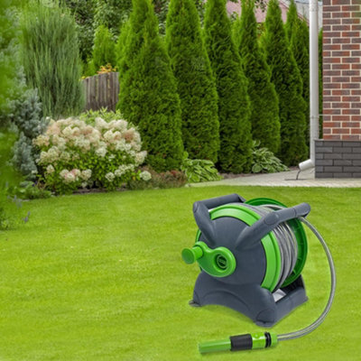 20M Portable Garden Hose Reel Set with Spray Nozzle & Connectors ...