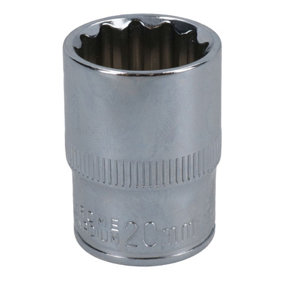 20mm 1/2in Drive Shallow Metric MM Socket 12 Sided Bi-Hex Knurled Ring
