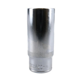 20mm 6 Point 3/8" Drive 64mm Double Deep Metric Socket Chrome Vanadium Steel