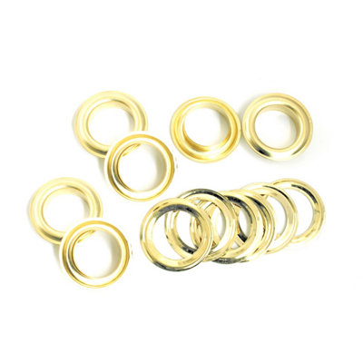 20mm Brass Eyelets with Washers, Rust-Proof Grommets, Gold - 50pcs