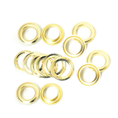 20mm Brass Eyelets with Washers, Rust-Proof Grommets, Gold - 50pcs