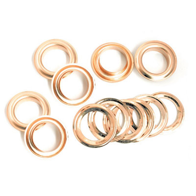 20mm Brass Eyelets with Washers, Rust-Proof Grommets, Rose Gold - 50pcs