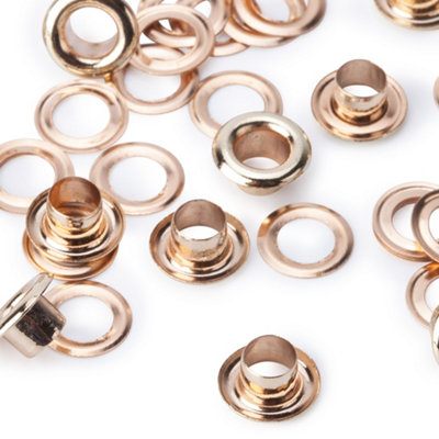 20mm Chrome Coated Brass Eyelets with Washers, Gold, 100pcs