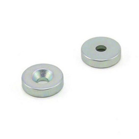 20mm dia x 5mm thick x 5.2mm c/s Zinc Plated N42 Neodymium Magnet - 8.3kg Pull ( South ) ( Pack of 2 )
