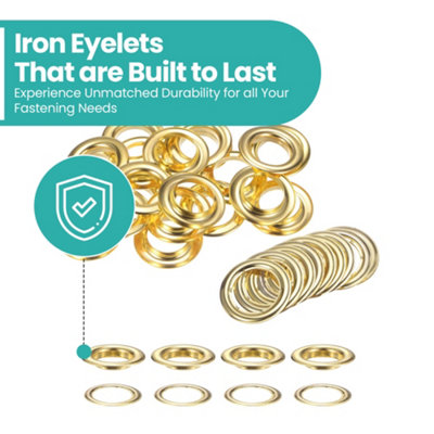 20mm Eyelets with Washers, Gold - 50pcs