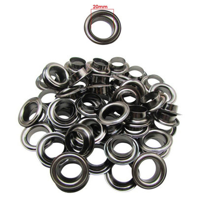 20mm Eyelets with Washers, Gunmetal - 50pcs