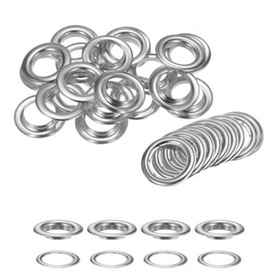 20mm Eyelets with Washers, Silver - 100pcs